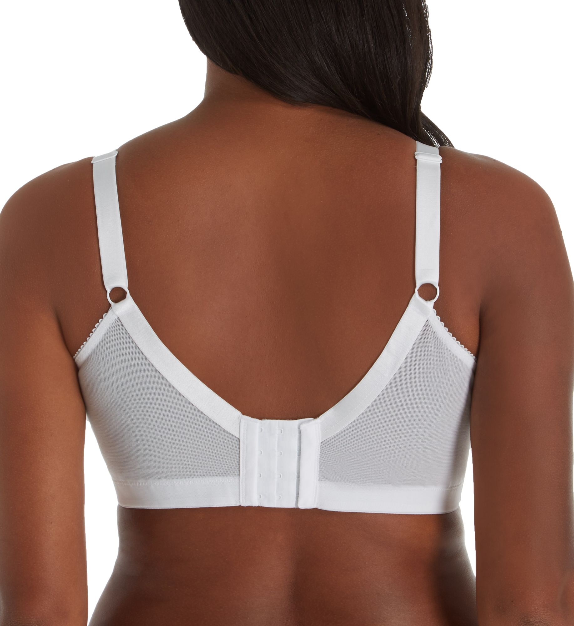 Exquisite Form Wirefree 4-Part Cup Bra with Embroidered Mesh White 44DD  - Image 2