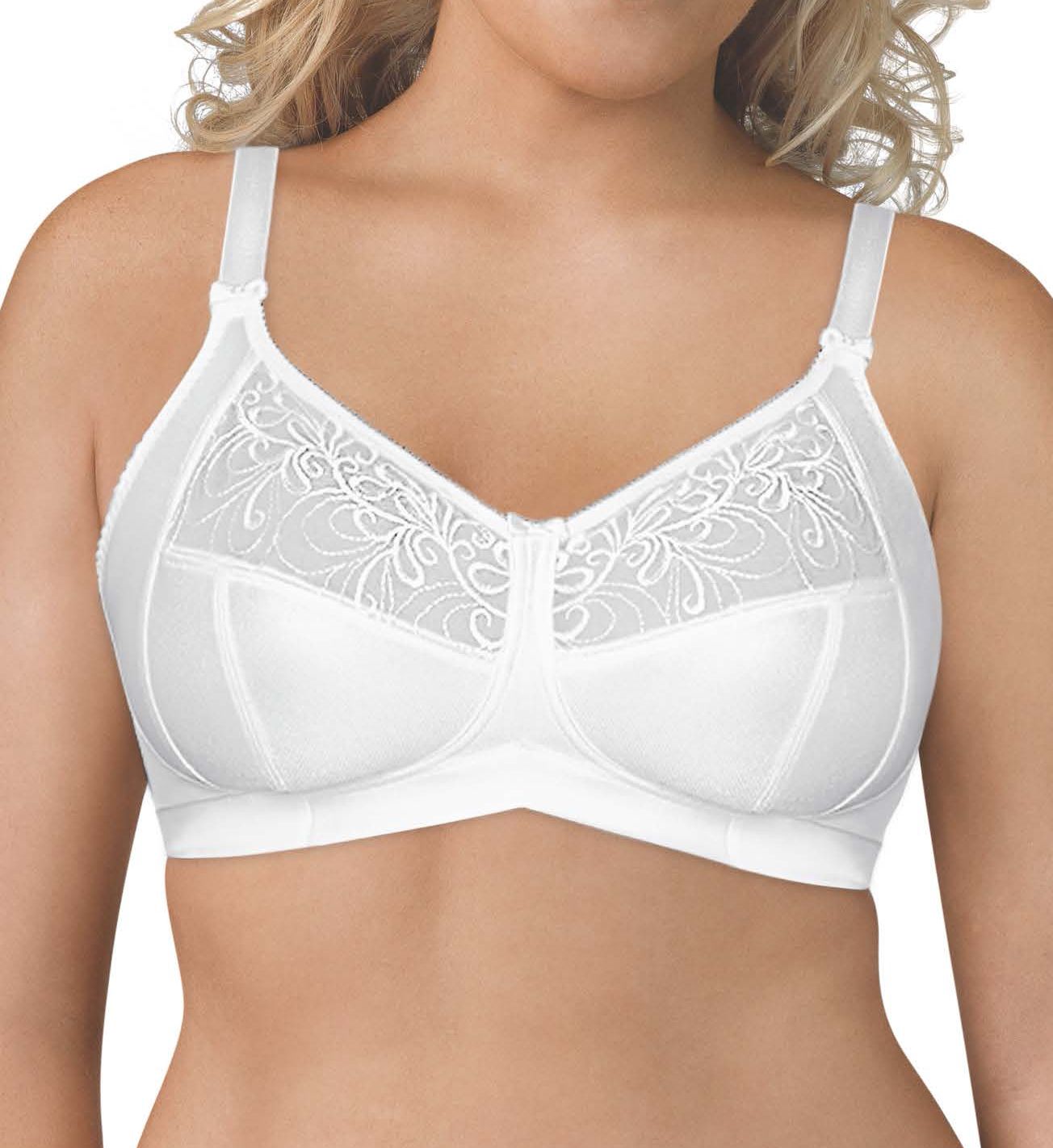 Exquisite Form Wirefree 4-Part Cup Bra with Embroidered Mesh White 44DD  - Image 1