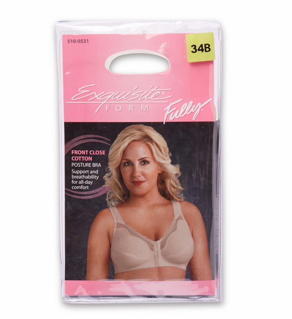 Exquisite Form #9600531 FULLY Cotton Soft Cup Full-Coverage Posture Bra,  Lace, Front Closure, Wire-Free, Available Sizes 38C - 46DD