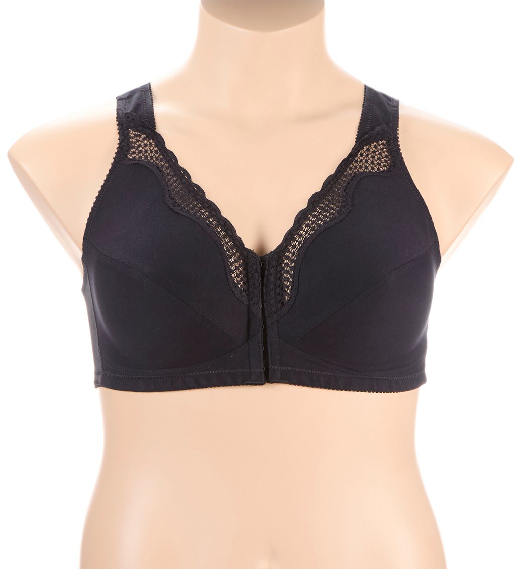 Exquisite Form Front Close Cotton Posture Bra Black 40DD  - Image 1