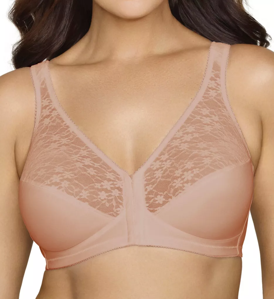 Eashery Padded Bras for Women Women's Fully Front Close Longline Lace  Posture Bra Pink 42D