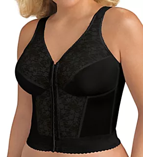 Front Close Lace Longline Posture Bra Black 36B