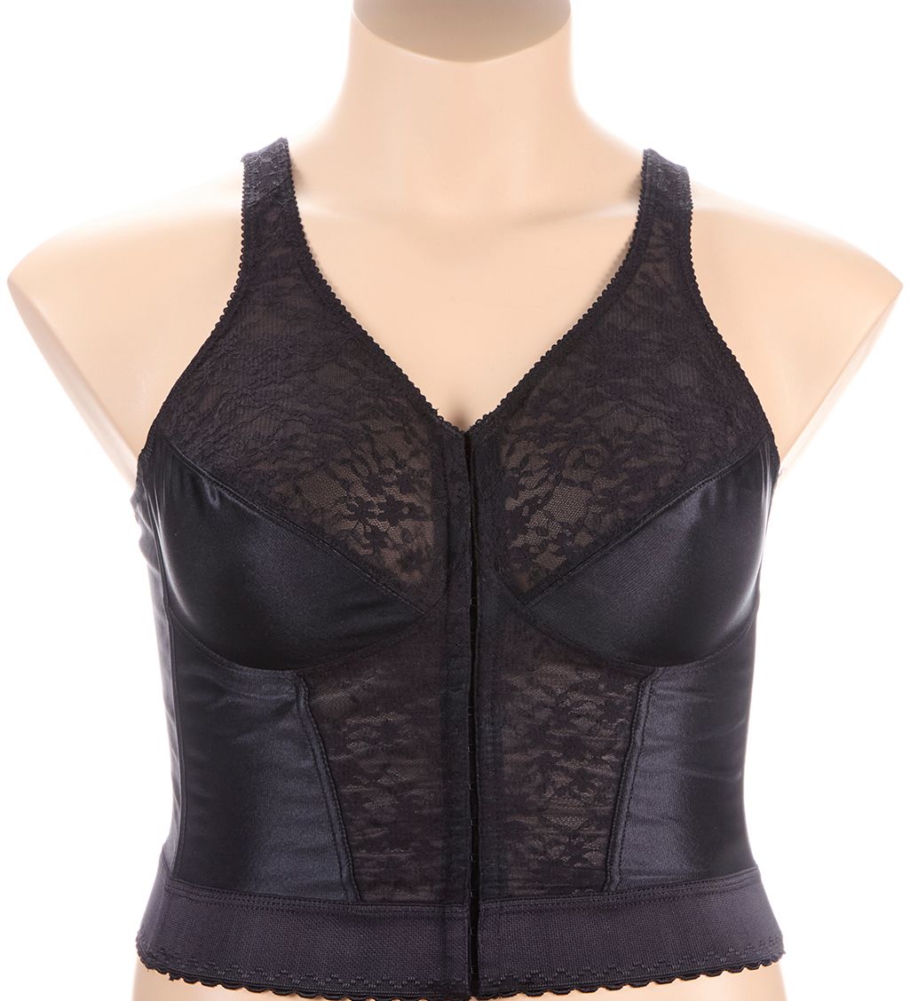 Exquisite Form Front Close Lace Longline Posture Bra Black 36B  - Image 1