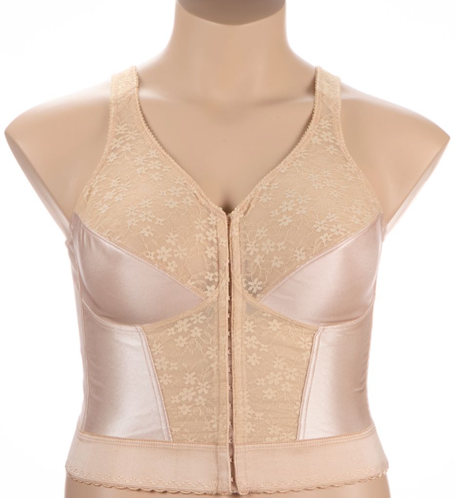 Exquisite Form Front Close Lace Longline Posture Bra Rose Beige 44C  - Image 1