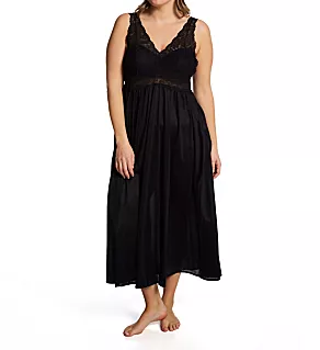 Plus Size Stretch Lace Sleeveless Long Gown Midnight Black 3X
