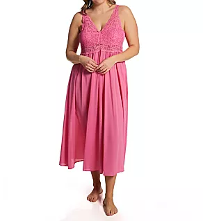 Plus Size Stretch Lace Sleeveless Long Gown Perfumed Rose 3X