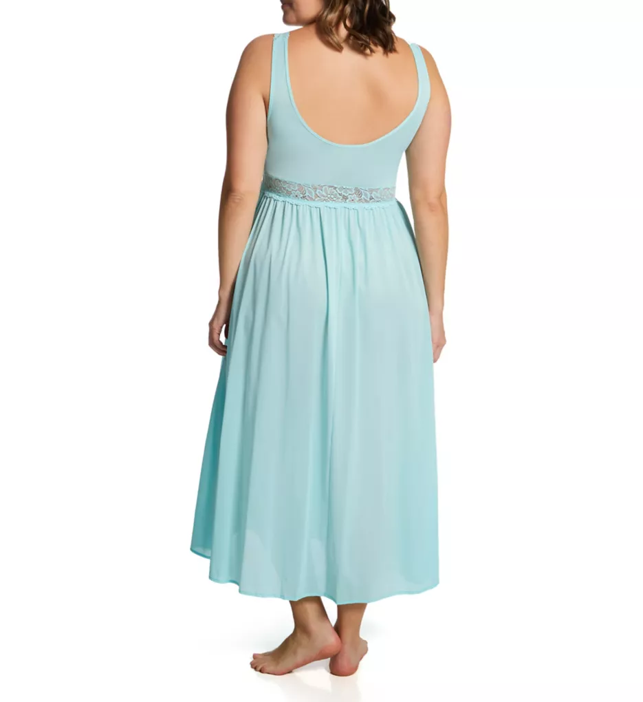 Plus Size Stretch Lace Sleeveless Long Gown Azure Mist 1X