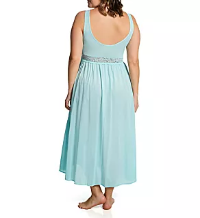 Plus Size Stretch Lace Sleeveless Long Gown Azure Mist 3X