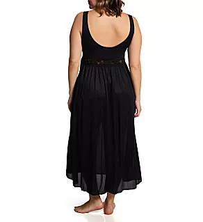 Plus Size Stretch Lace Sleeveless Long Gown Midnight Black 3X