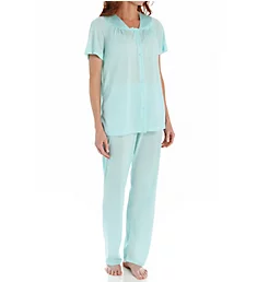 Coloratura Vintage Short Sleeve Pajama Set Azure Mist S