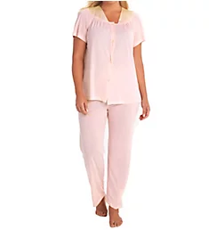Coloratura Vintage Short Sleeve Pajama Set Pink Champange S