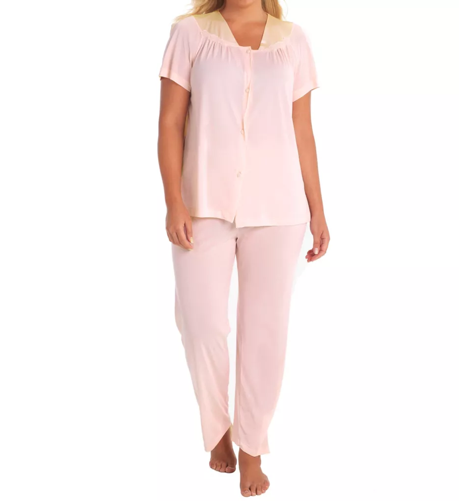 Coloratura Vintage Short Sleeve Pajama Set Pink Champange S