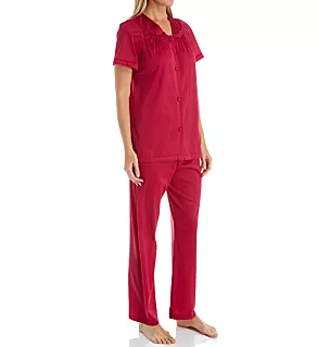 Coloratura Vintage Short Sleeve Pajama Set Sangria S