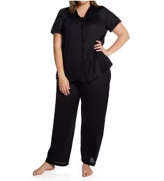 Plus Coloratura Vintage Short Sleeve Pajama Set Midnight Black 1X