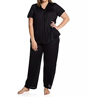 Plus Coloratura Vintage Short Sleeve Pajama Set Midnight Black 1X