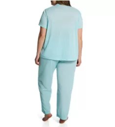 Plus Coloratura Vintage Short Sleeve Pajama Set Azure Mist 1X