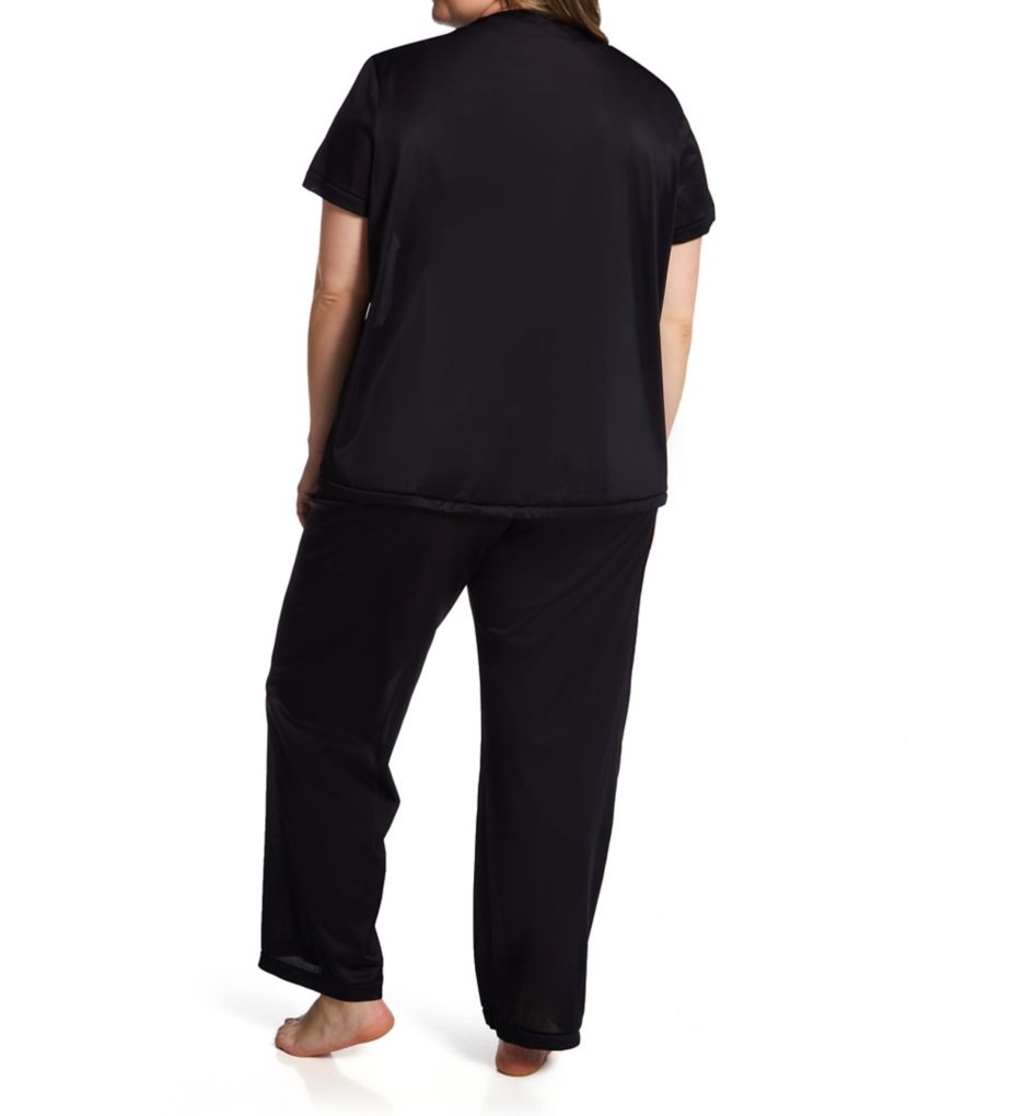 Exquisite Form Plus Coloratura Vintage Short Sleeve Pajama Set Midnight Black 3X  - Image 2