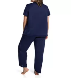 Plus Coloratura Vintage Short Sleeve Pajama Set Navy Blue 1X