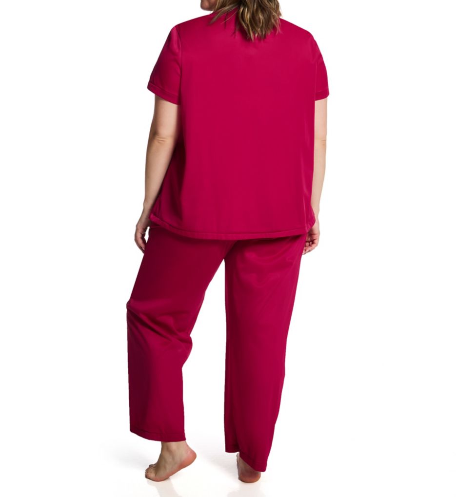 Exquisite Form Plus Coloratura Vintage Short Sleeve Pajama Set Sangria 3X  - Image 2