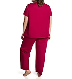 Plus Coloratura Vintage Short Sleeve Pajama Set Sangria 1X