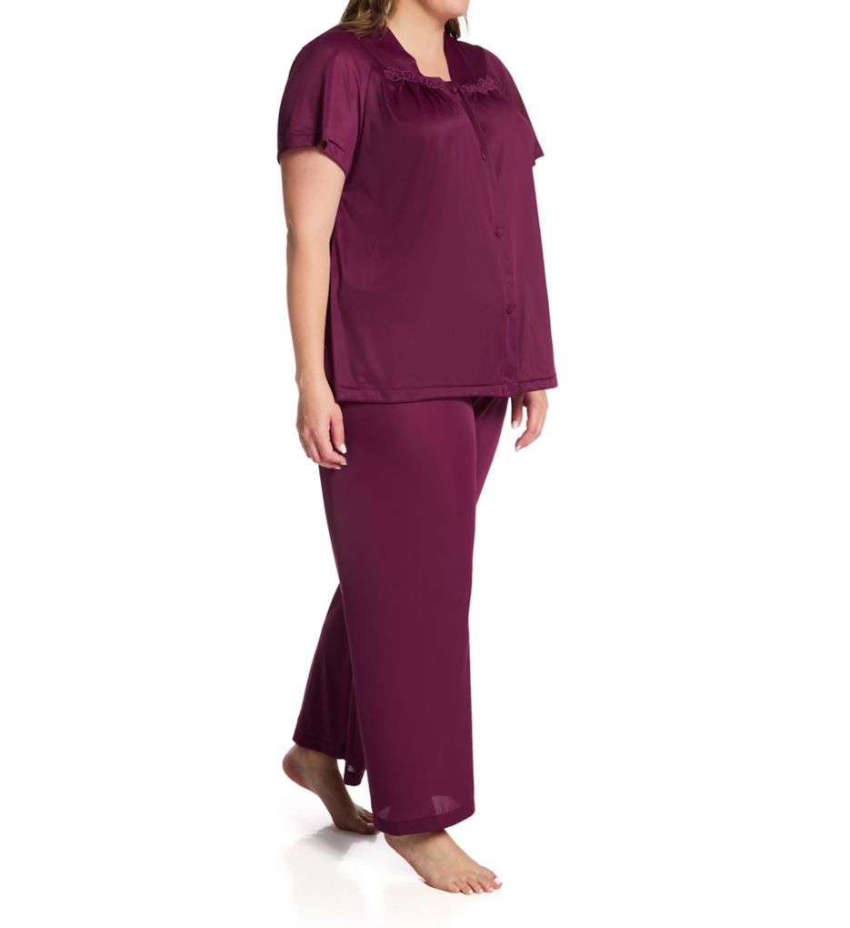 Exquisite Form Plus Coloratura Vintage Short Sleeve Pajama Set Amaranth 1X  - Image 1