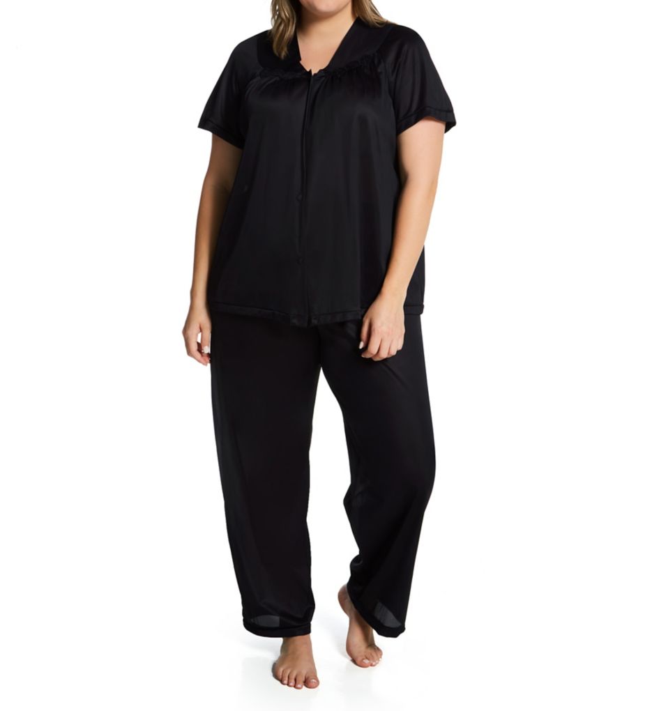 Exquisite Form Plus Coloratura Vintage Short Sleeve Pajama Set Midnight Black 3X  - Image 1