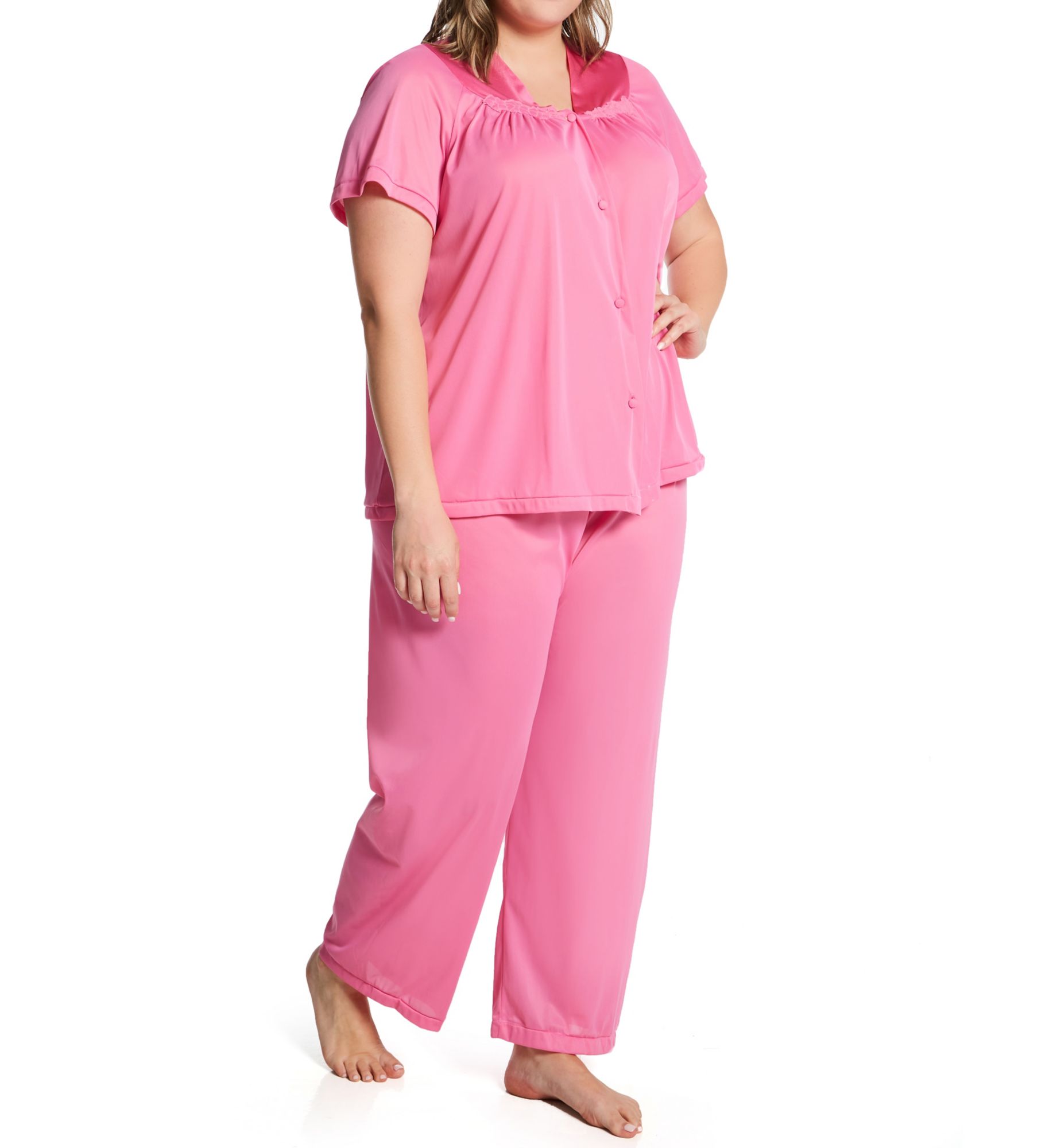 Exquisite Form Plus Coloratura Vintage Short Sleeve Pajama Set Perfumed Rose 3X  - Image 1
