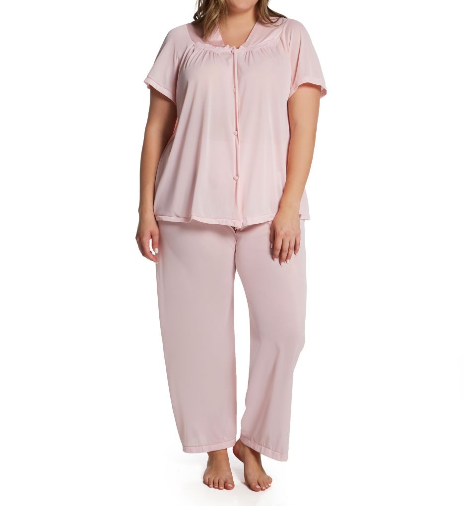 Exquisite Form Plus Coloratura Vintage Short Sleeve Pajama Set Pink Champange 1X  - Image 1