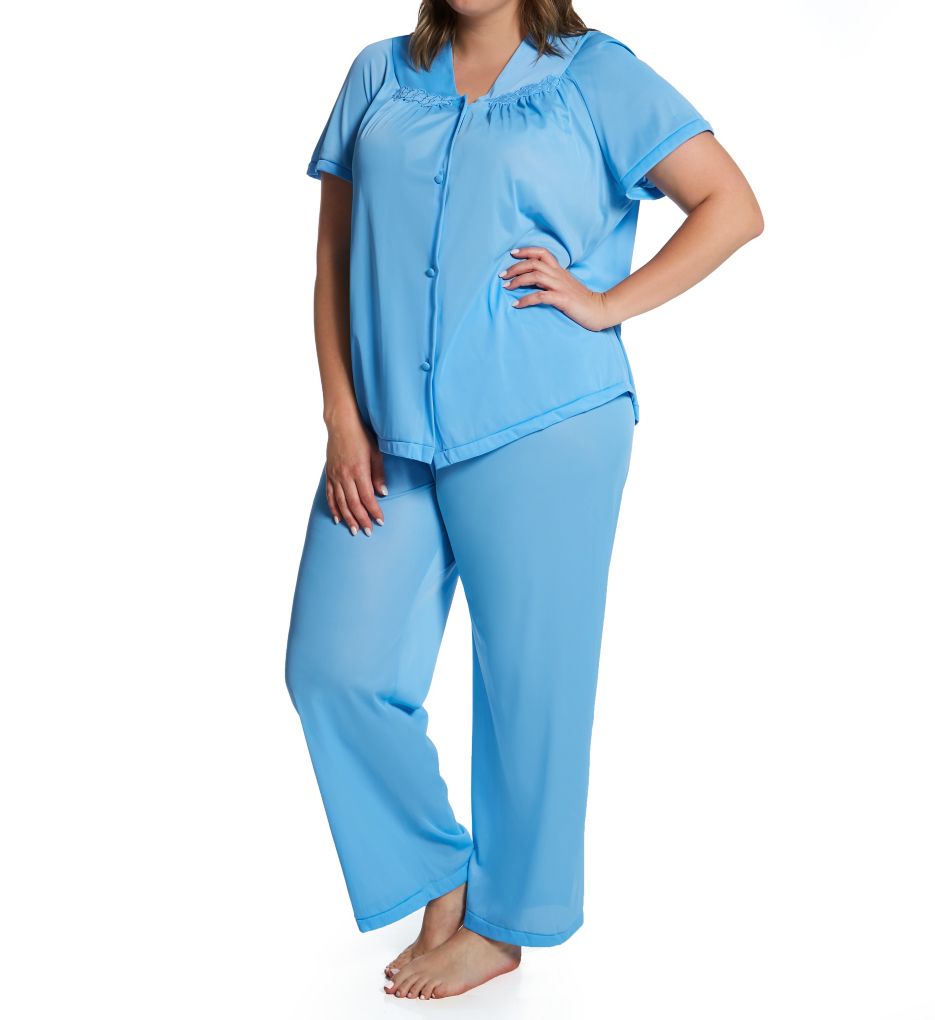 Exquisite Form Plus Coloratura Vintage Short Sleeve Pajama Set Purity Blue 3X  - Image 1