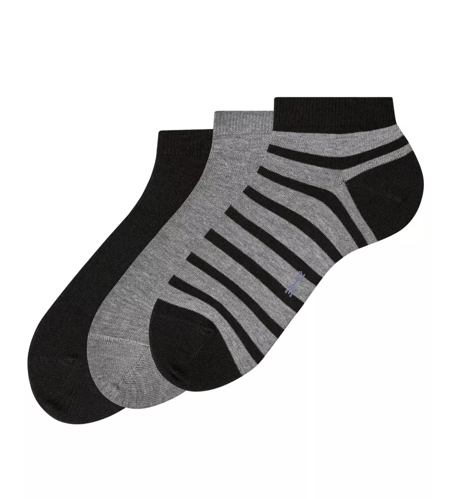 Happy Box Sneaker Socks - 3 Pack BkGyP2 M/L