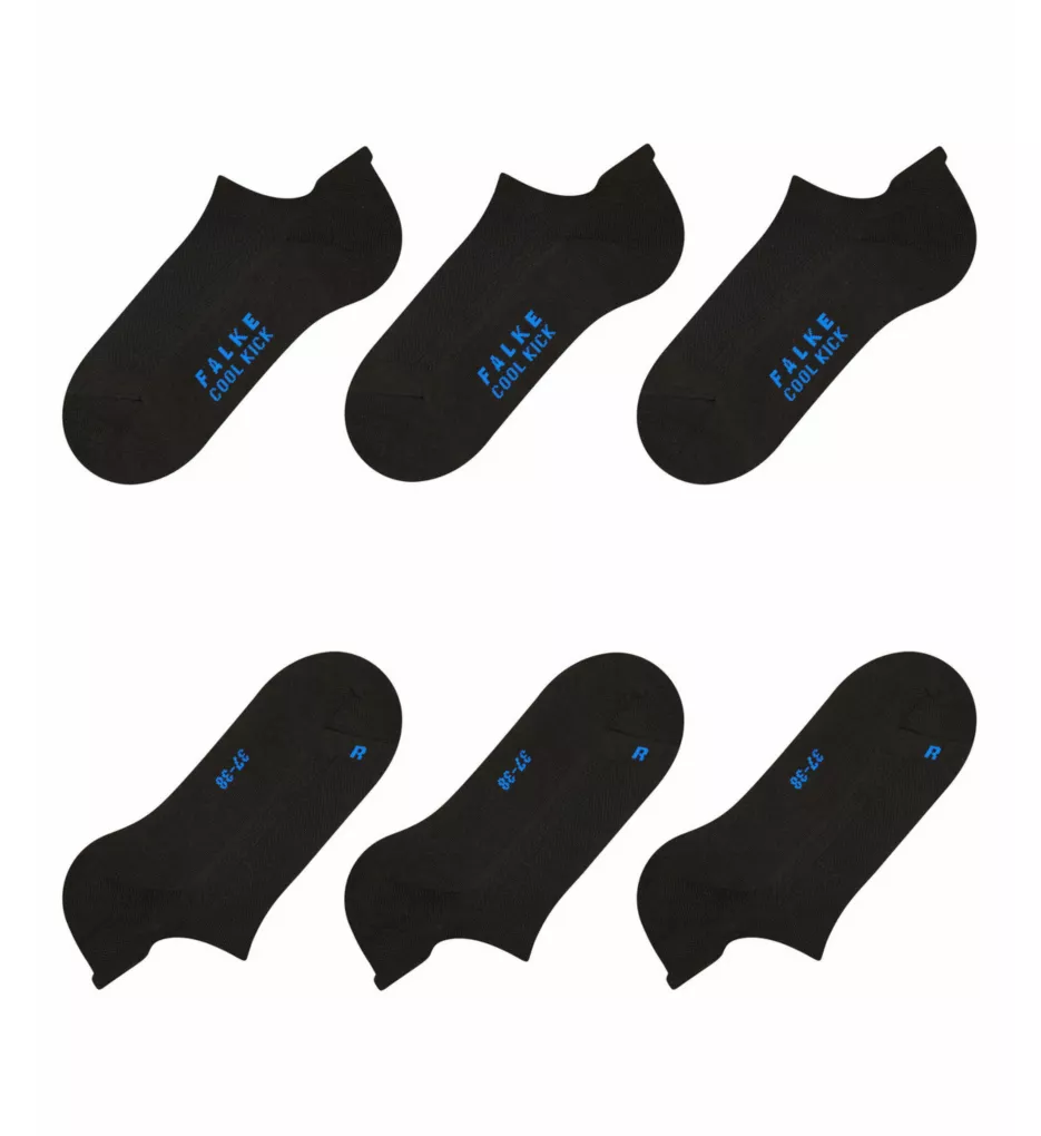 Cool Kick Plush Sole Sneaker Sock 3-Pack Black S