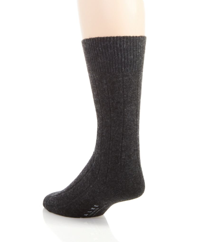 Falke Lhasa Cashmere Blend Ribbed Sock Anthracite Melange L  - Image 2