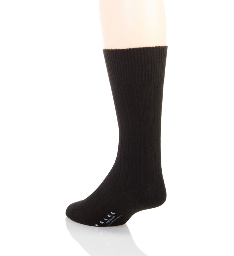 Falke Lhasa Cashmere Blend Ribbed Sock Black S  - Image 2