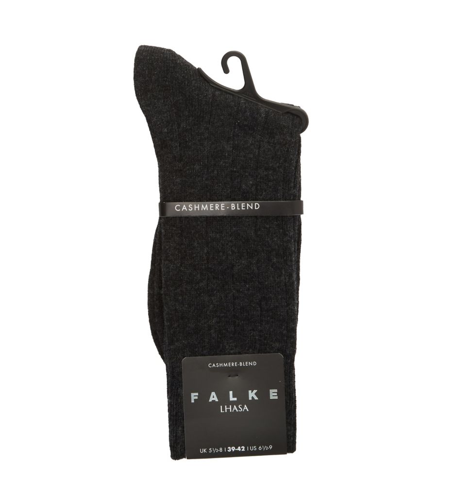 Falke Lhasa Cashmere Blend Ribbed Sock Anthracite Melange L  - Image 1