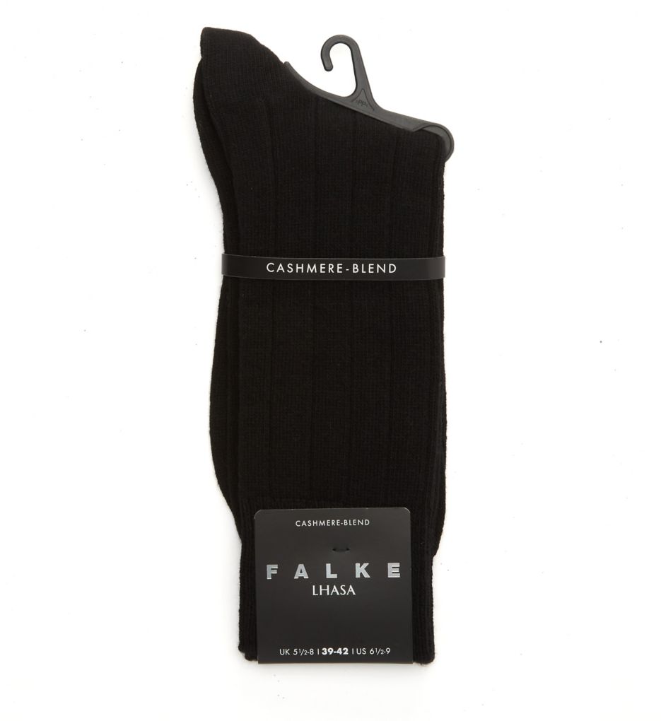 Falke Lhasa Cashmere Blend Ribbed Sock Black S  - Image 1