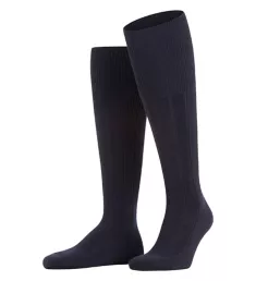 Lhasa Cashmere Blend Ribbed Knee High Socks Dark Navy S