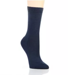 Family Stretch Cotton Crew Socks Navy Melange S/M