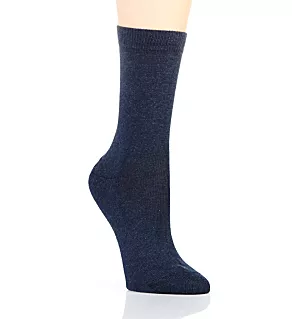 Family Stretch Cotton Crew Socks Navy Melange S/M