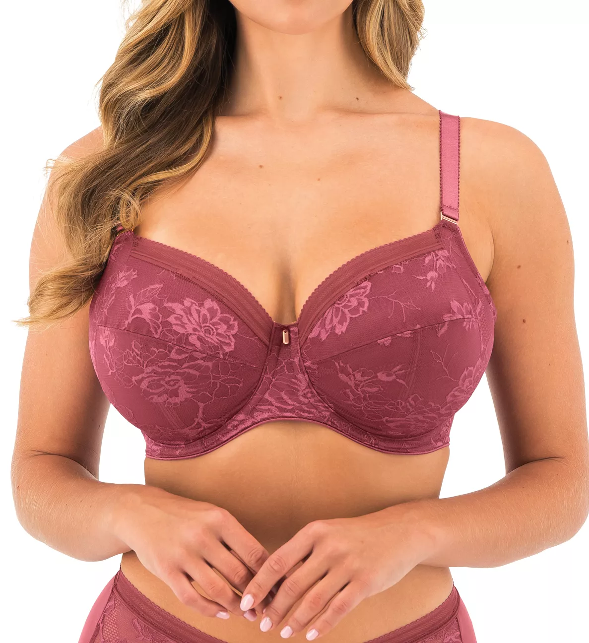 Fantasie Fantaise Fusion Lace Underwire Padded Plunge Bra in Blue
