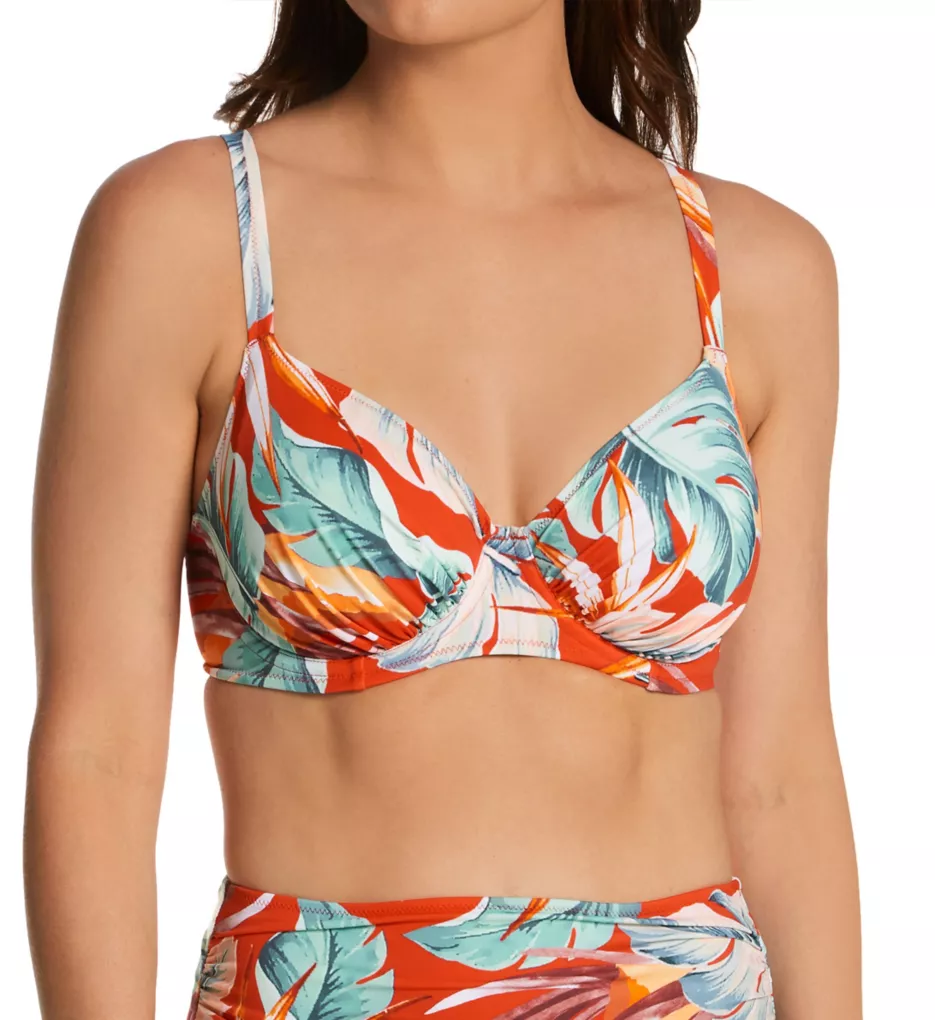 Bamboo Grove Underwire Gathered Full Cup Swim Top Hot Chilli 32DD