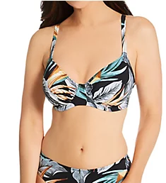 Bamboo Grove Underwire Gathered Full Cup Swim Top Jet 32D