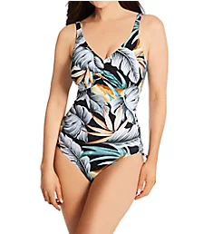 Bamboo Grove Underwire V-Neck One Piece Swimsuit Jet 34D