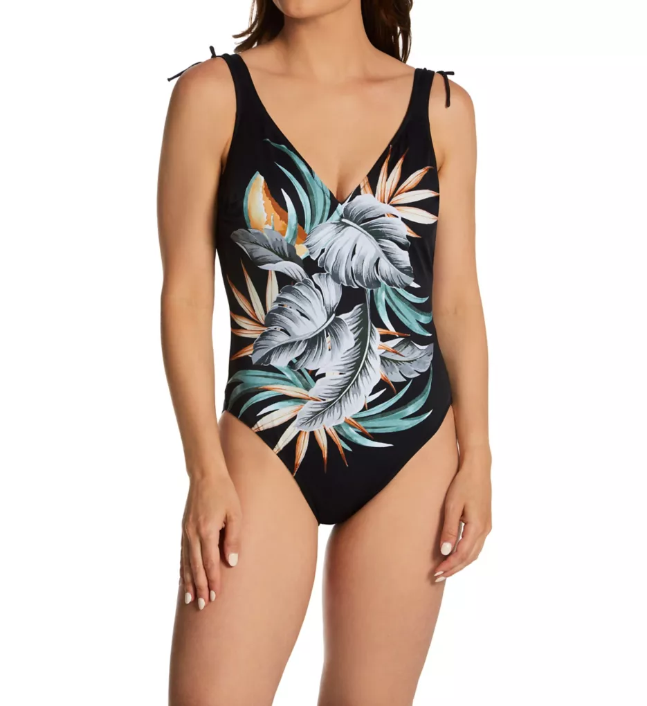 Bamboo Grove Underwire Plunge Swimsuit Jet 32D