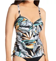 Bamboo Grove Twist Front Tankini Swim Top Jet 32D