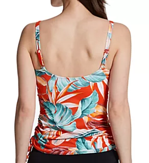 Bamboo Grove Twist Front Tankini Swim Top Hot Chilli 32H