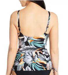 Bamboo Grove Twist Front Tankini Swim Top Jet 32D