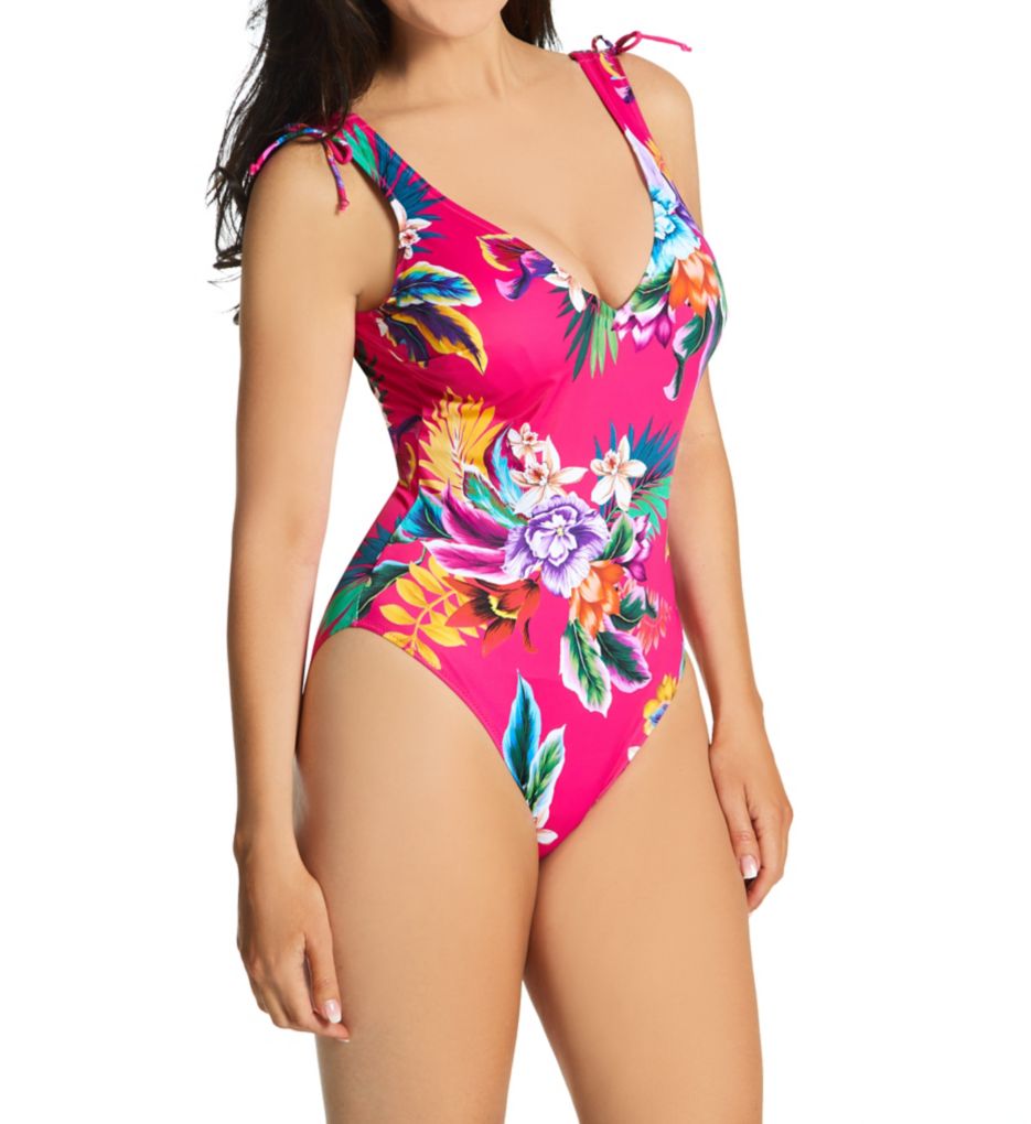 Bamboo Grove Plunge Swimsuit by Fantasie, Black Print