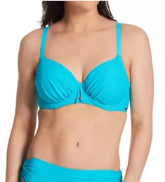 Beach Waves Underwire Gathered Full Cup Swim Top Blue Bird 30D