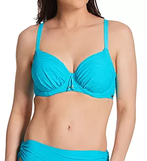 Beach Waves Underwire Gathered Full Cup Swim Top Blue Bird 30D