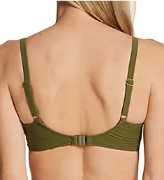 Beach Waves Underwire Gathered Full Cup Swim Top Olive 30D